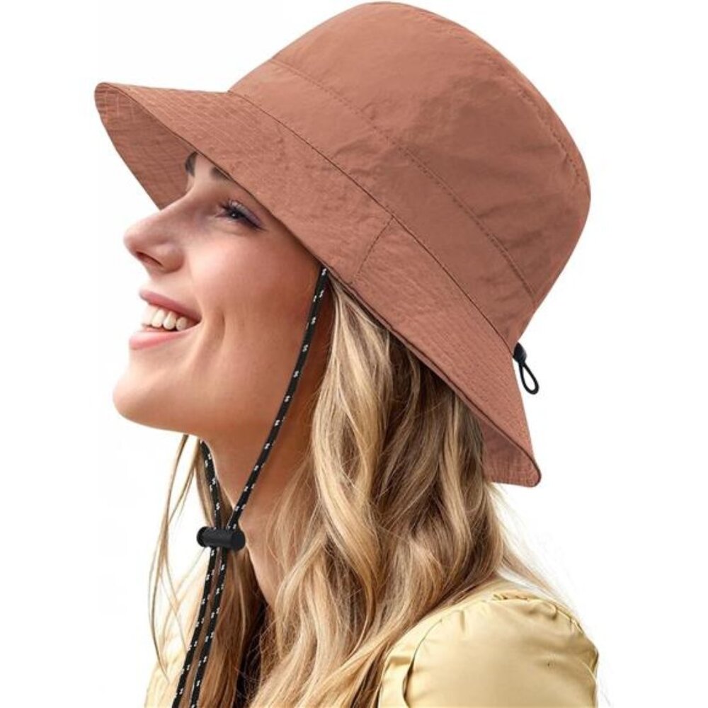 Unisex Waterproof Bucket Rain Hat Wide Brim Packable Sun Hat